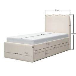 Flair Ellis Single Bed with Trundle Beige Woven Fabric - thumbnail 6