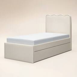 Flair Ellis Single Bed with Trundle Beige Woven Fabric - thumbnail 5