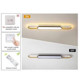 Garwarm Flush Mount Dimmable Acrylic LED Ceiling Lamp with Remote Control in Gold - thumbnail 4