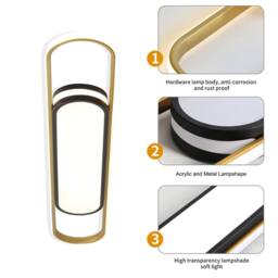 Garwarm Flush Mount Dimmable Acrylic LED Ceiling Lamp with Remote Control in Gold - thumbnail 5