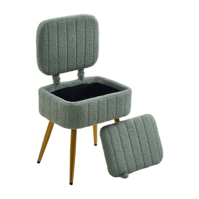 EONLION Storage Dressing Table Stool Foldable Bedroom Seat in Green - Size: 0.5m x 1m - image 1