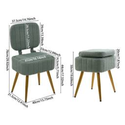 EONLION Storage Dressing Table Stool Foldable Bedroom Seat in Green - Size: 0.5m x 1m - thumbnail 2