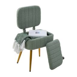 EONLION Storage Dressing Table Stool Foldable Bedroom Seat in Green - Size: 0.5m x 1m - thumbnail 3