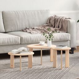 Berkfield Home Coffee Table 3 pcs Natural Solid pine wood in Brown