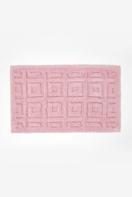 Homescapes 100% Cotton Tufted Tile Bath Mat in Pink - image 1