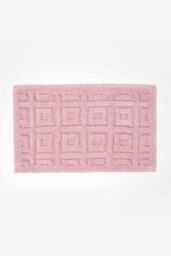 Homescapes 100% Cotton Tufted Tile Bath Mat in Pink