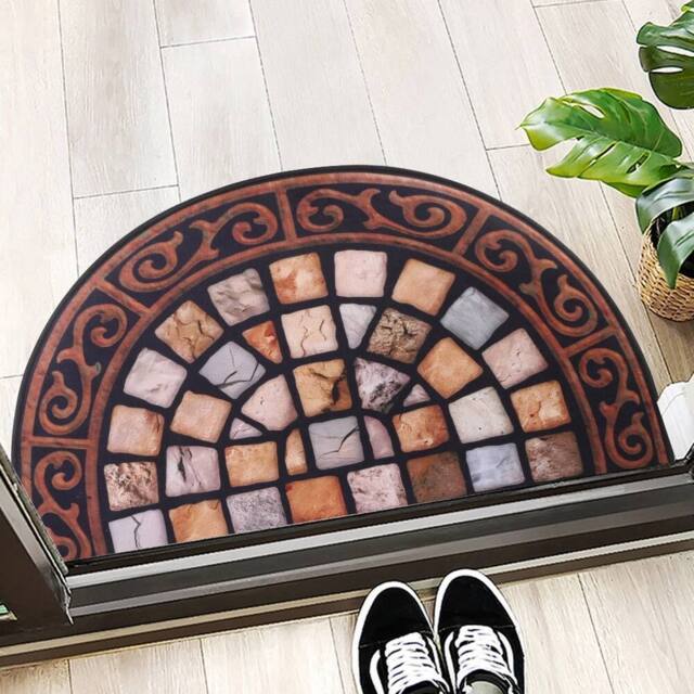 NESTLUNE Slate-Effect Outdoor Door Mat with Anti-Slip - Size: 100 cm diameter - image 1