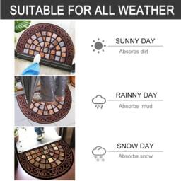 NESTLUNE Slate-Effect Outdoor Door Mat with Anti-Slip - Size: 100 cm diameter - thumbnail 3