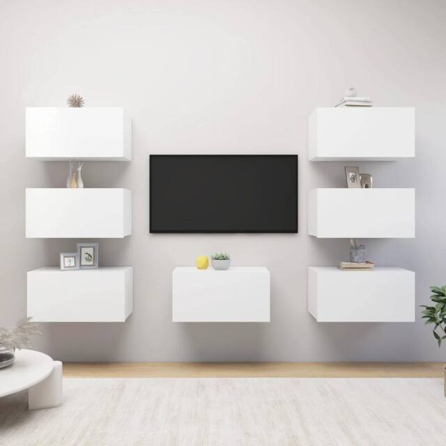 Berkfield Home TV Cabinets 7 pcs White 30.5x30x60 cm Engineered Wood - image 1