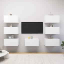 Berkfield Home TV Cabinets 7 pcs White 30.5x30x60 cm Engineered Wood - thumbnail 1
