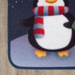 Samuel Alexander 60cm x 40cm Frosty Penguins Fabric Christmas Doormat in Blue - Size: 60 cm x 40 cm - thumbnail 6