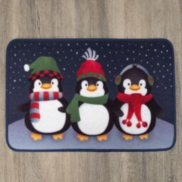 Samuel Alexander 60cm x 40cm Frosty Penguins Fabric Christmas Doormat in Blue - Size: 60 cm x 40 cm - thumbnail 7