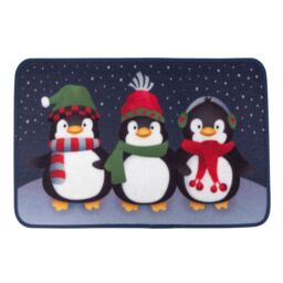 Samuel Alexander 60cm x 40cm Frosty Penguins Fabric Christmas Doormat in Blue - Size: 60 cm x 40 cm - thumbnail 8