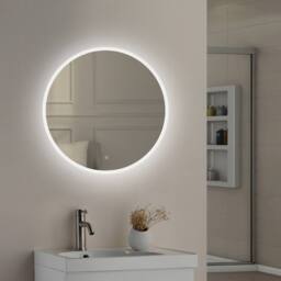 Bathroom Kingdom Lily Round Illuminated LED Mirror 600mm in Silver