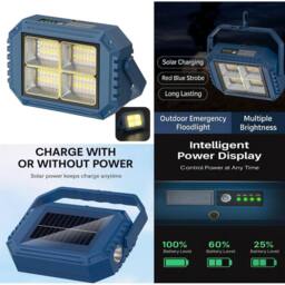 SPETLEK Solar USB Rechargeable Camping Lamp Portable LED in Blue - thumbnail 3