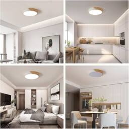 COMELY 30W Wood LED Ceiling Light, Modern Round Ceiling Lights, Natural White - thumbnail 4