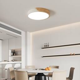 COMELY 30W Wood LED Ceiling Light, Modern Round Ceiling Lights, Natural White - thumbnail 2