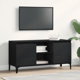 Berkfield Home Black Oak TV Stand - 102x35x50 cm Made from Engineered Wood - Size: 102 x 35 x 50 cm