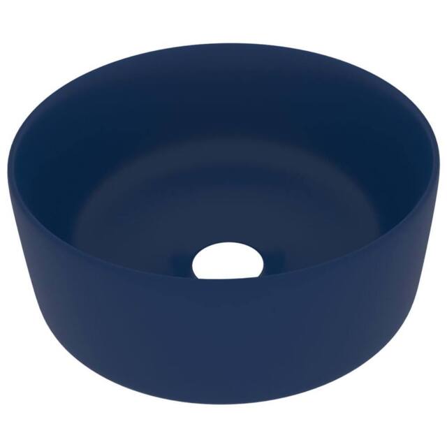 Berkfield Home Luxury Wash Basin Round Matt Dark Blue 40x15 cm Ceramic - image 1