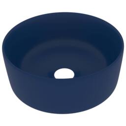 Berkfield Home Luxury Wash Basin Round Matt Dark Blue 40x15 cm Ceramic - thumbnail 1