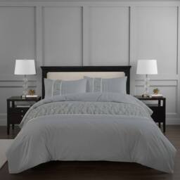 Snug City Ruffle Design Duvet Cover Soft Elegant Bedding Set with Pillowcases in Silver - Size: King