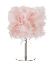 Happy Homewares and Chic Real Feather Table Lamp with Satin Nickel Base & Switch in Pink