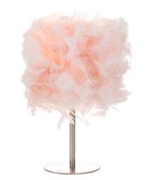 Happy Homewares and Chic Real Feather Table Lamp with Satin Nickel Base & Switch in Pink - thumbnail 2