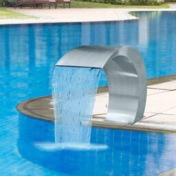 Berkfield Home Garden Waterfall Pool Fountain Stainless Steel 45x30x60 cm in Silver - Size: 45 x 30 x 60 cm