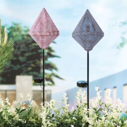 Luxform Solar LED Moroccan Stake Light Blue in Dark Grey - thumbnail 1