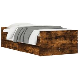 Berkfield Home Bed Frame with Drawers Smoked Oak 90x190 cm Single in Brown - thumbnail 3