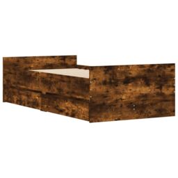 Berkfield Home Bed Frame with Drawers Smoked Oak 90x190 cm Single in Brown - thumbnail 4