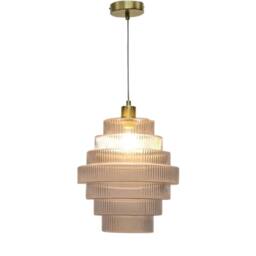 First Choice Lighting Benson - 7 Tier Large Clear Glass & Satin Brass Ceiling Pendant Light - thumbnail 2