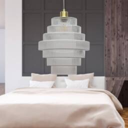 First Choice Lighting Benson - 7 Tier Large Clear Glass & Satin Brass Ceiling Pendant Light - thumbnail 4