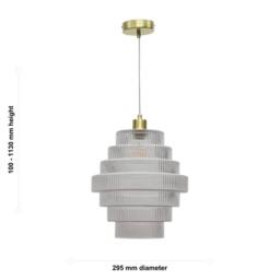 First Choice Lighting Benson - 7 Tier Large Clear Glass & Satin Brass Ceiling Pendant Light - thumbnail 5
