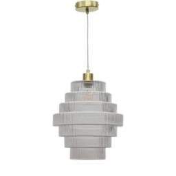 First Choice Lighting Benson - 7 Tier Large Clear Glass & Satin Brass Ceiling Pendant Light