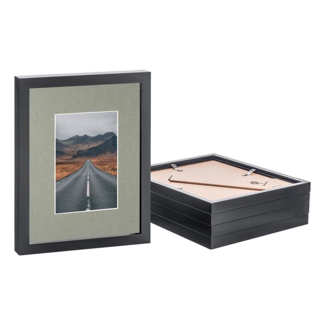 "Nicola Spring Photo Frames with 4"" x 6"" Mount - 8"" x 10"" - Ivory Mount - Pack of 5 in Black" - image 1