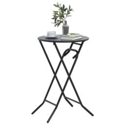 Berkfield Home Modern Folding Garden Table Anthracite √ò50x72 cm Steel in Dark Grey - Size: 50x72 cm - thumbnail 1