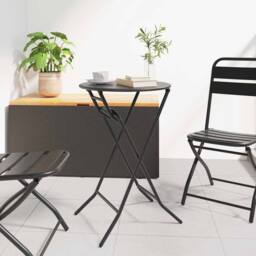 Berkfield Home Modern Folding Garden Table Anthracite √ò50x72 cm Steel in Dark Grey - Size: 50x72 cm - thumbnail 2