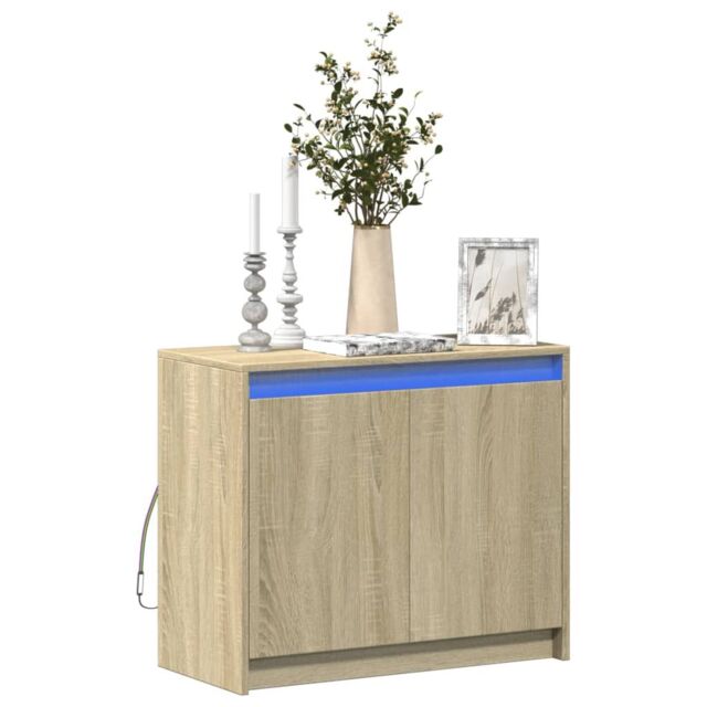 Berkfield Home Sideboard with LED Sonoma Oak 72x34x61 cm Engineered Wood in Brown - Size: 72 x 34 x 61 cm - image 1