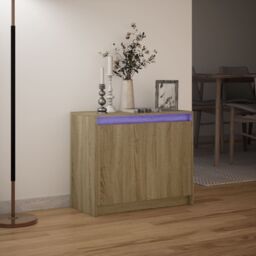 Berkfield Home Sideboard with LED Sonoma Oak 72x34x61 cm Engineered Wood in Brown - Size: 72 x 34 x 61 cm - thumbnail 5