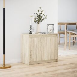 Berkfield Home Sideboard with LED Sonoma Oak 72x34x61 cm Engineered Wood in Brown - Size: 72 x 34 x 61 cm - thumbnail 4