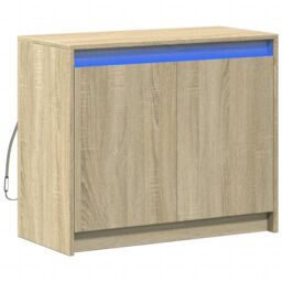 Berkfield Home Sideboard with LED Sonoma Oak 72x34x61 cm Engineered Wood in Brown - Size: 72 x 34 x 61 cm - thumbnail 3