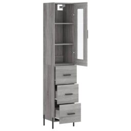 Berkfield Home Highboard Grey Sonoma 34.5x34x180 cm Engineered Wood - thumbnail 4