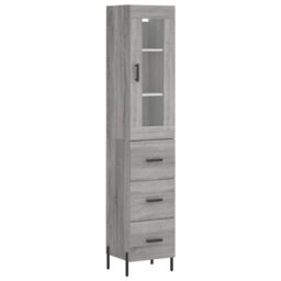 Berkfield Home Highboard Grey Sonoma 34.5x34x180 cm Engineered Wood - thumbnail 2