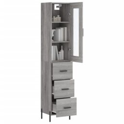 Berkfield Home Highboard Grey Sonoma 34.5x34x180 cm Engineered Wood - thumbnail 3