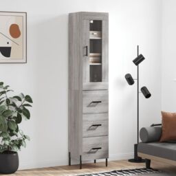 Berkfield Home Highboard Grey Sonoma 34.5x34x180 cm Engineered Wood - thumbnail 1