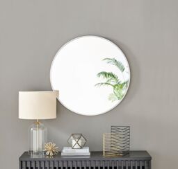 FurnitureboxUK Emma 80cm Medium Art Deco Metal Frame Round Hallway Bedroom Dining & Living Room Wall Mirror in White - thumbnail 2