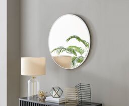 FurnitureboxUK Emma 80cm Medium Art Deco Metal Frame Round Hallway Bedroom Dining & Living Room Wall Mirror in White - thumbnail 1