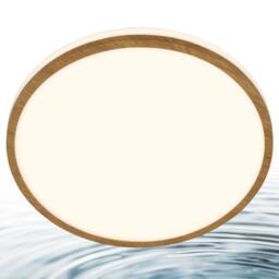 BRILONER Bathroom LED Ceiling Light Lamp IP44 Wood Frame 28cm 12W 1200lm in Brown - thumbnail 3