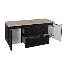 Bathroom Kingdom Monza Black & Oak Fluted Wall Hung Vanity Drawer Basin 1200mm - thumbnail 2